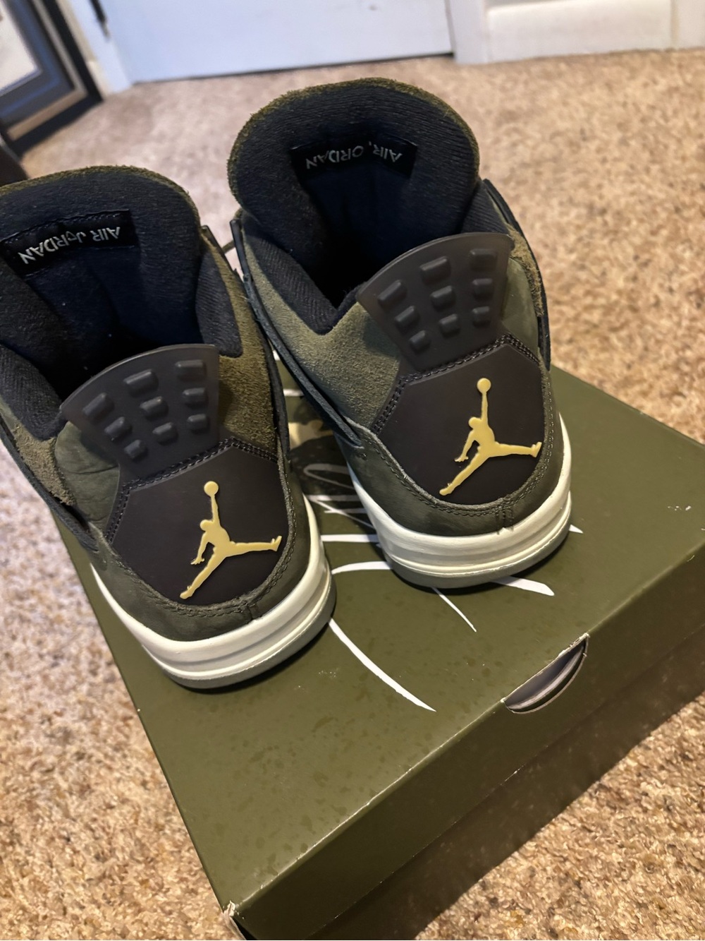 Jordan Olive Green and Black Suede Sneakers - Picture 5 of 6